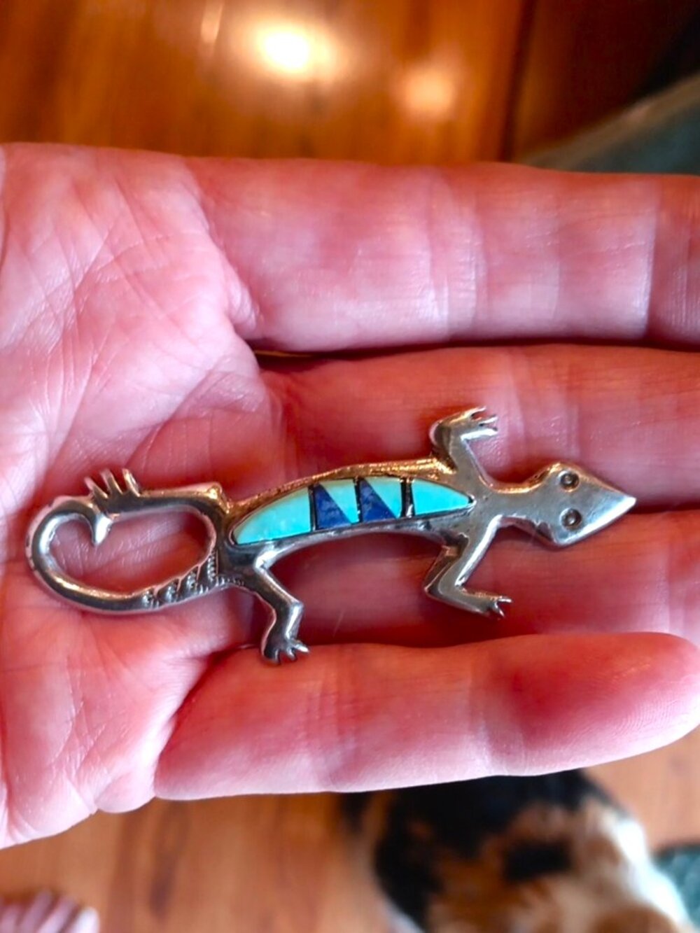 Vtg Sterling Navajo Arnold Maloney Lizard Brooch